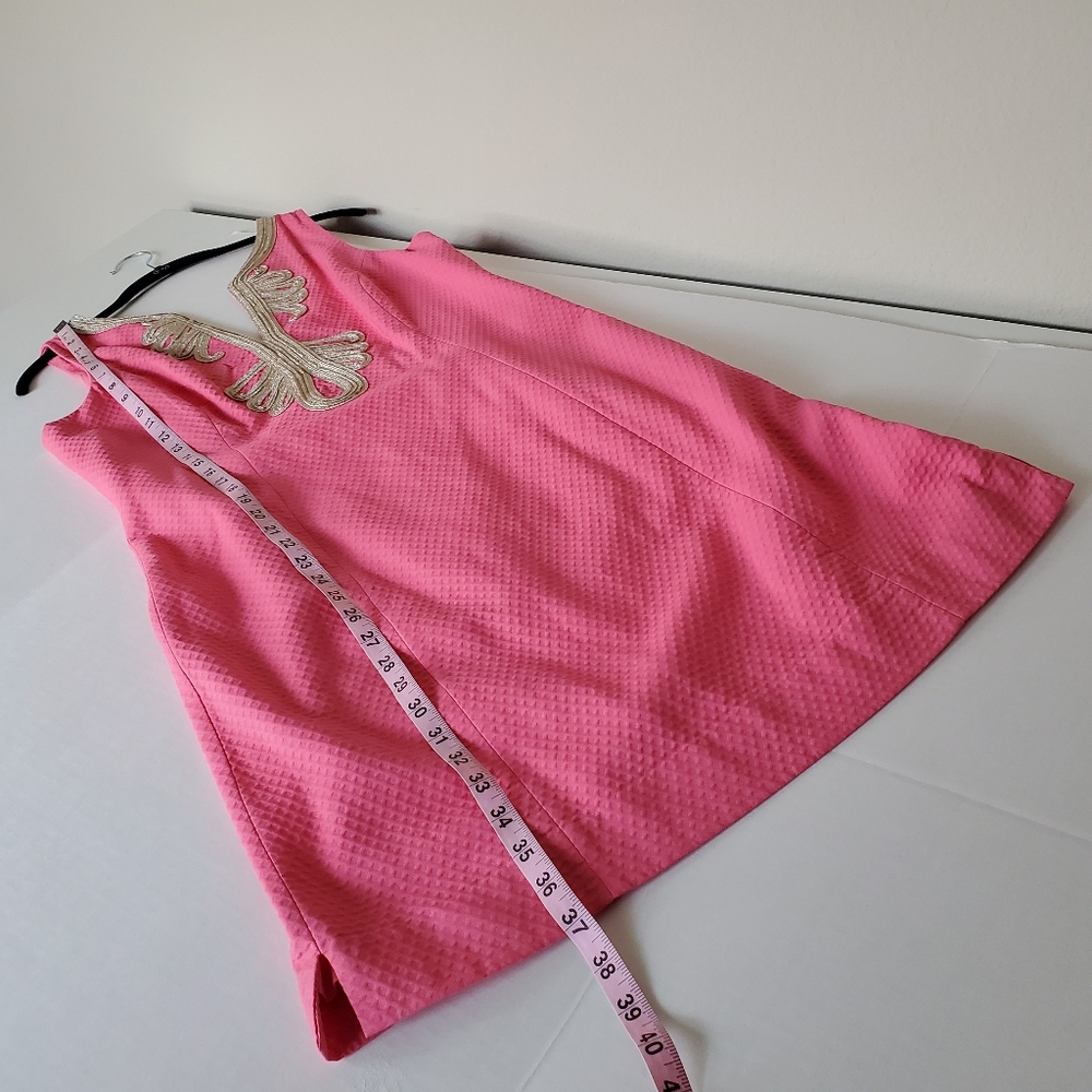 Lilly Pulitzer Womens Shift Sleeveless Dress Pink w/Gold Trim Sz 12 Resortwear - Picture 9 of 13